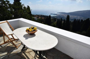 Traditional cycladic house with view in Andros